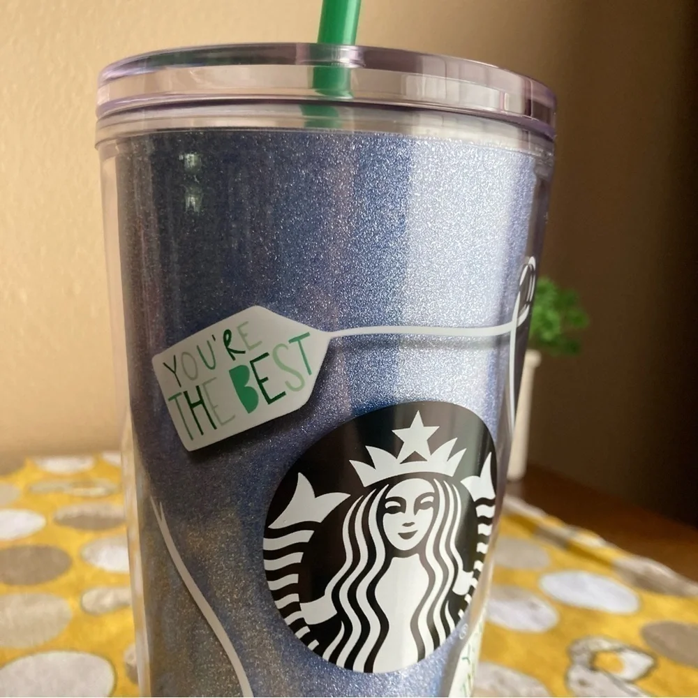 Starbucks glittery You’re the Best tumbler with straw